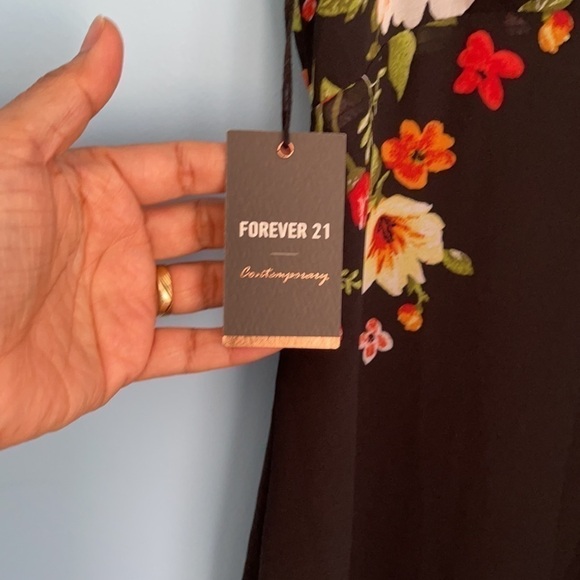 𝅺new Forever 21 Black Floral Maxi Dress - Picture 7 of 8